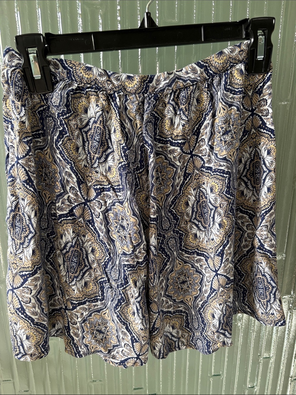 Wet Seal Navy and Cream Patterned Skater Skirt